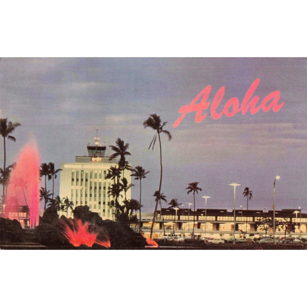 Vintage 1961 Honolulu Airport John Rodgers Terminal Hawaii Postcard Aloha United - Picture 1 of 2